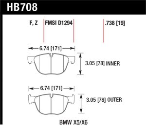 BMW X6 Ceramic Brake Pad Sets - Front - Hawk Performance - Performance Ceramic - `08-`13